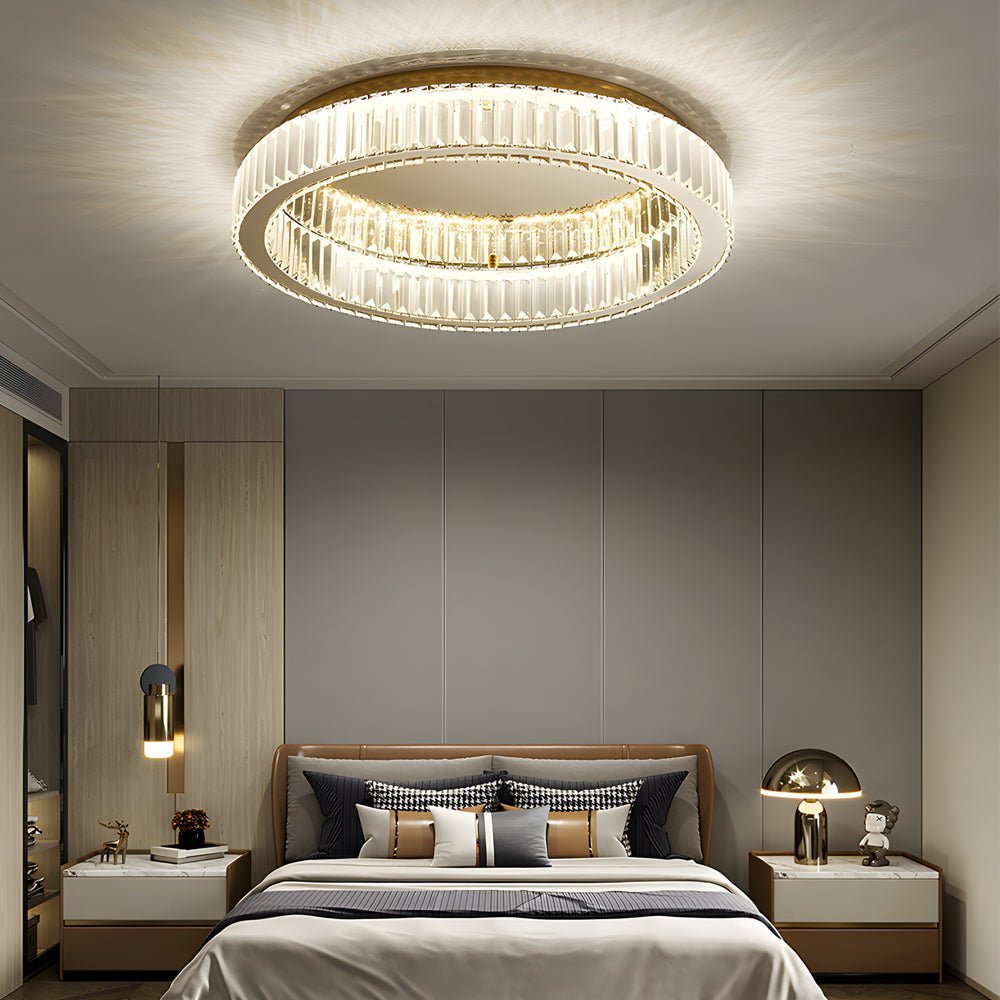 Crystal Flush Mount LED Ceiling Light with Stepless Dimming
