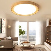 Dimmable LED Wooden Flush Mount Ceiling Light - Modern Nordic Design