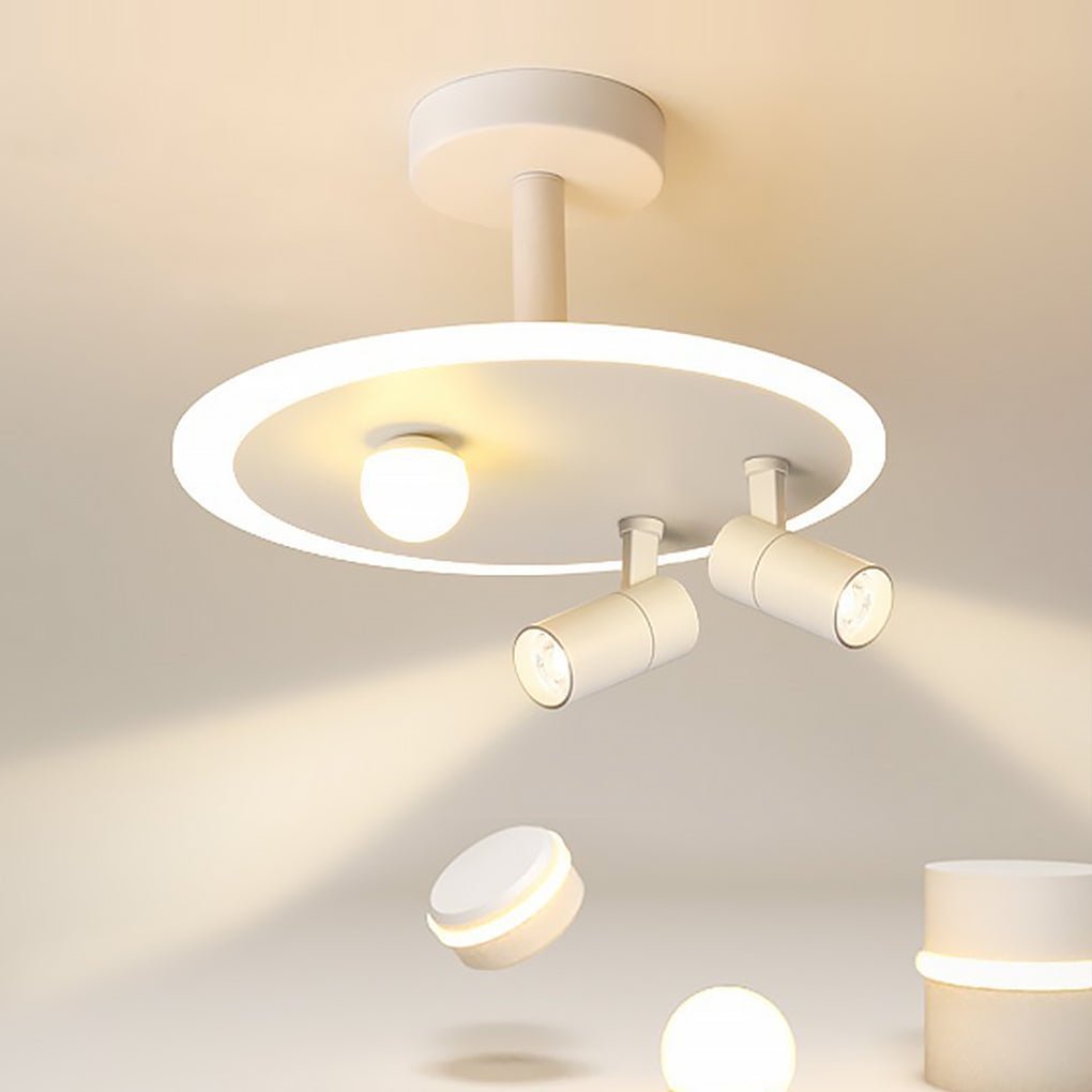 Modern Round Flush Mount Ceiling Light with Adjustable Spotlights