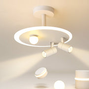 Modern Round Flush Mount Ceiling Light with Adjustable Spotlights