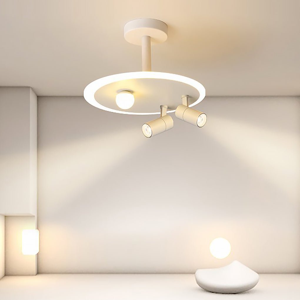 Modern Round Flush Mount Ceiling Light with Adjustable Spotlights