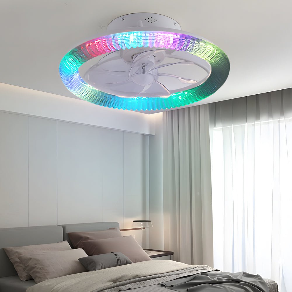 Modern RGB Dimmable Ceiling Fan Light with Remote Control