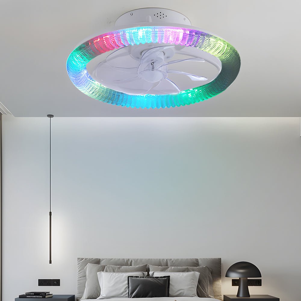 Modern RGB Dimmable Ceiling Fan Light with Remote Control