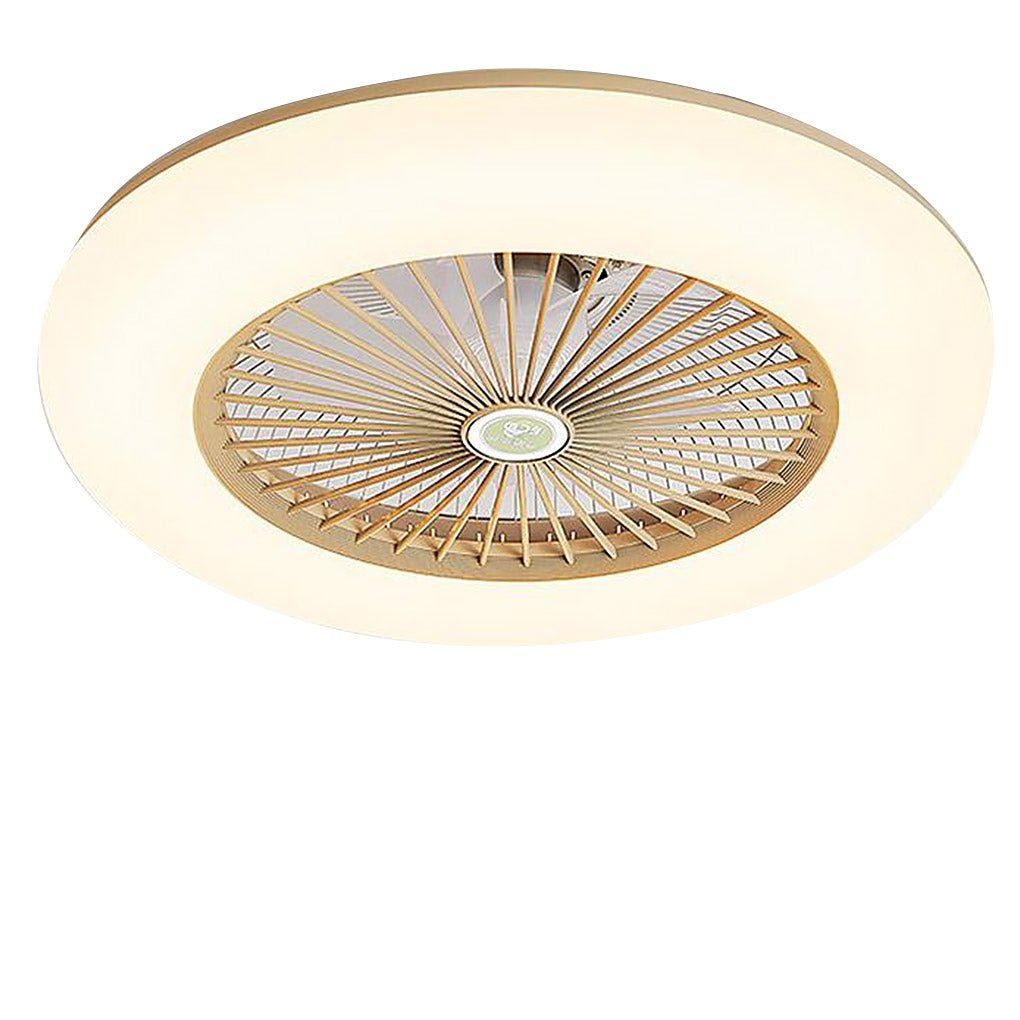 Round Flush Mount Bladeless Ceiling Fan with LED Light & Remote
