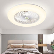 Round Flush Mount Bladeless Ceiling Fan with LED Light & Remote