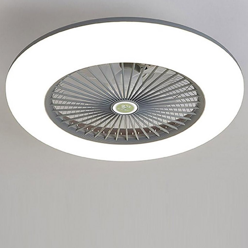 Round Flush Mount Bladeless Ceiling Fan with LED Light & Remote
