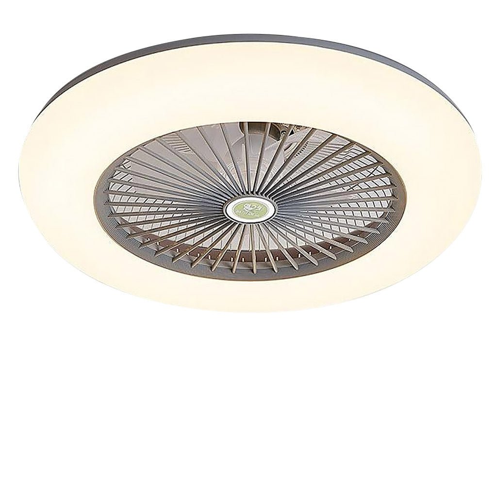 Round Flush Mount Bladeless Ceiling Fan with LED Light & Remote