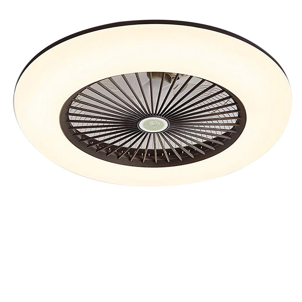 Round Flush Mount Bladeless Ceiling Fan with LED Light & Remote