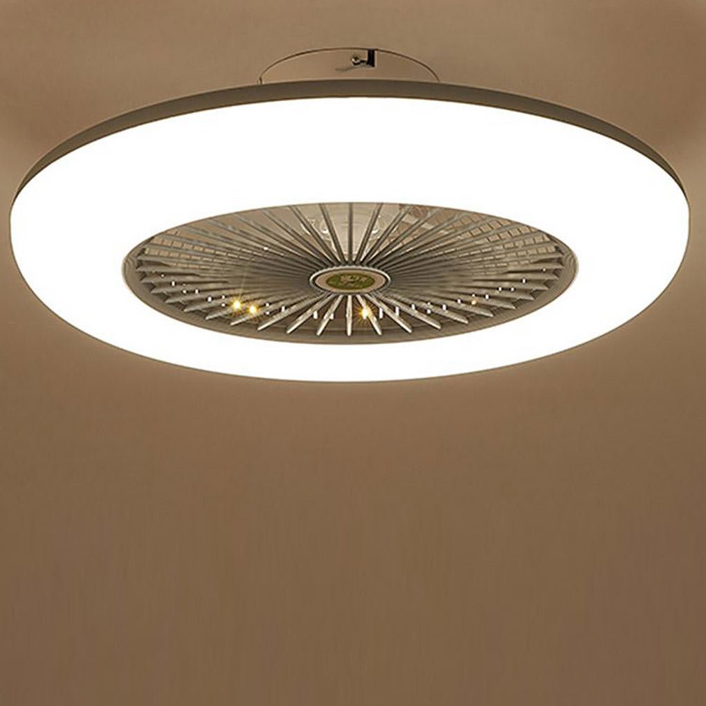 Round Flush Mount Bladeless Ceiling Fan with LED Light & Remote