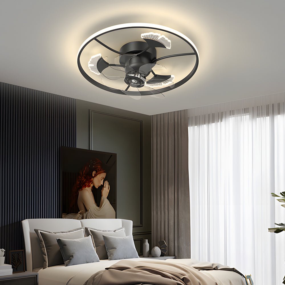 Ginkgo Leaf Modern Ceiling Fan Light with LED - Iron & Acrylic