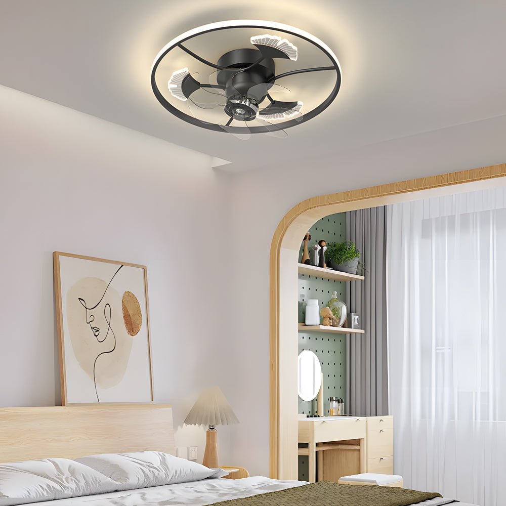 Ginkgo Leaf Modern Ceiling Fan Light with LED - Iron & Acrylic