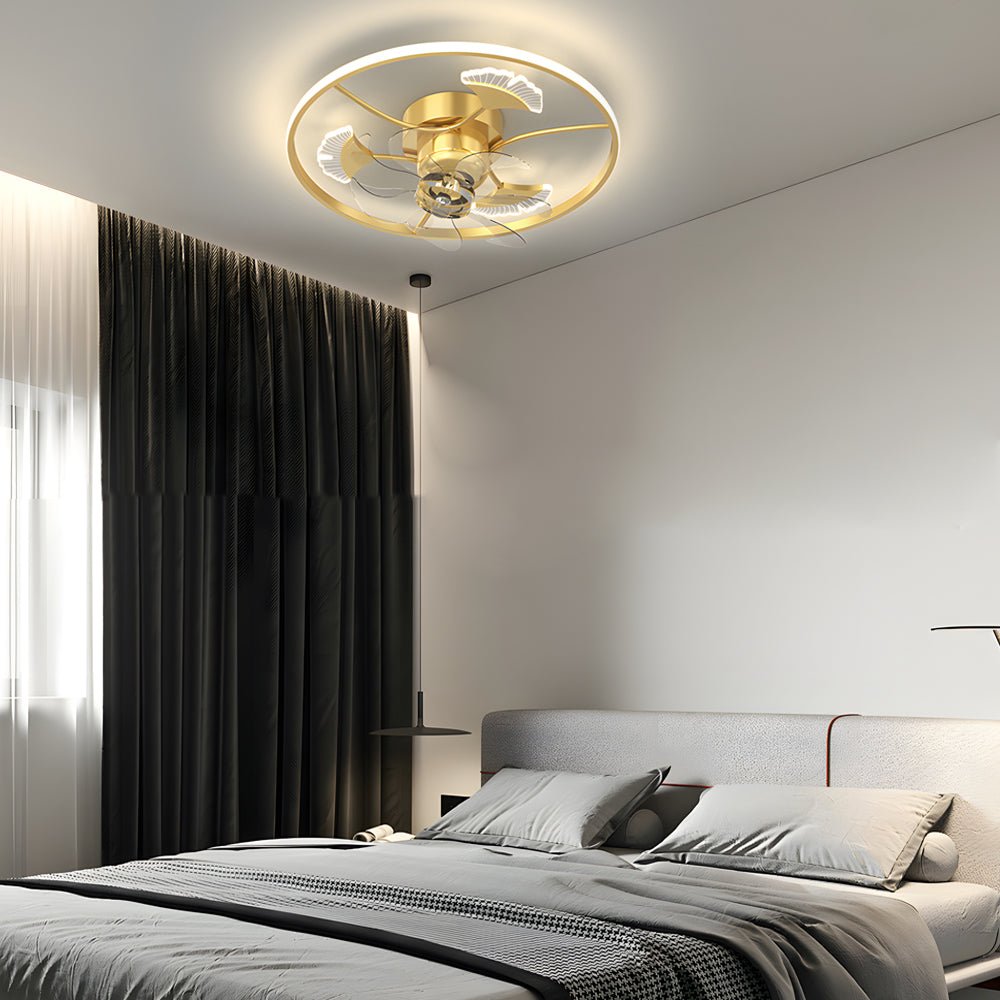 Ginkgo Leaf Modern Ceiling Fan Light with LED - Iron & Acrylic