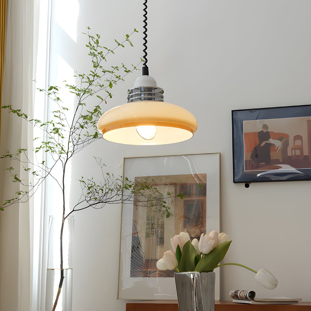 Retractable Glass Pendant Light with 3-Step Dimming - Modern Nordic