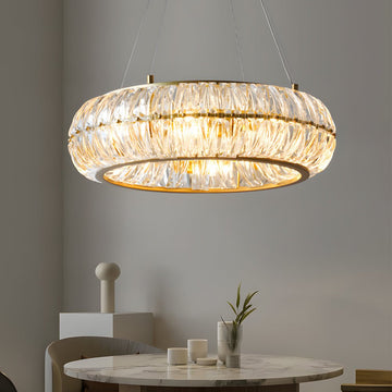 Modern Glass Chandelier with 3-Step Dimming & Adjustable Height