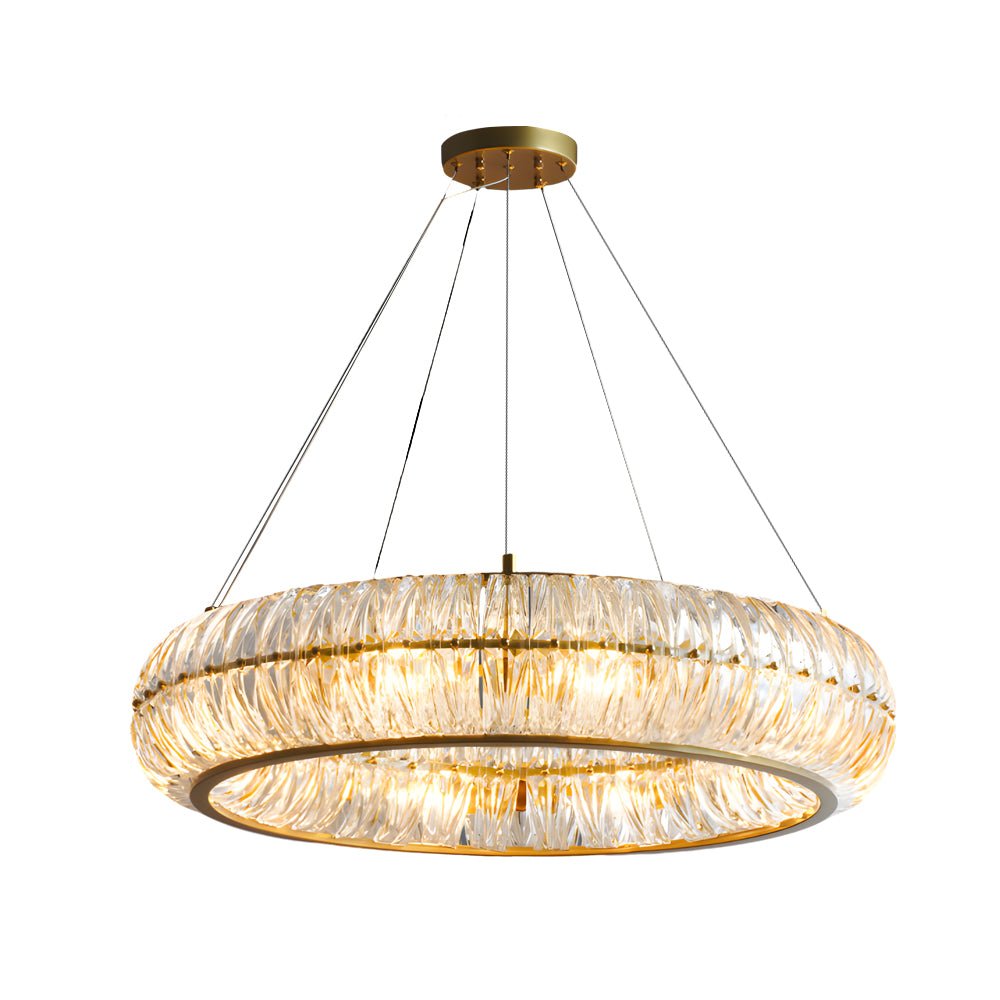 Modern Glass Chandelier with 3-Step Dimming & Adjustable Height