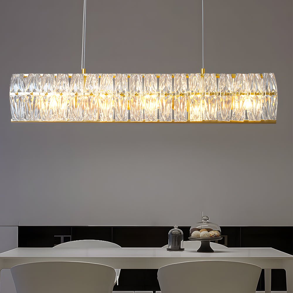 Modern Glass Chandelier with 3-Step Dimming & Adjustable Height