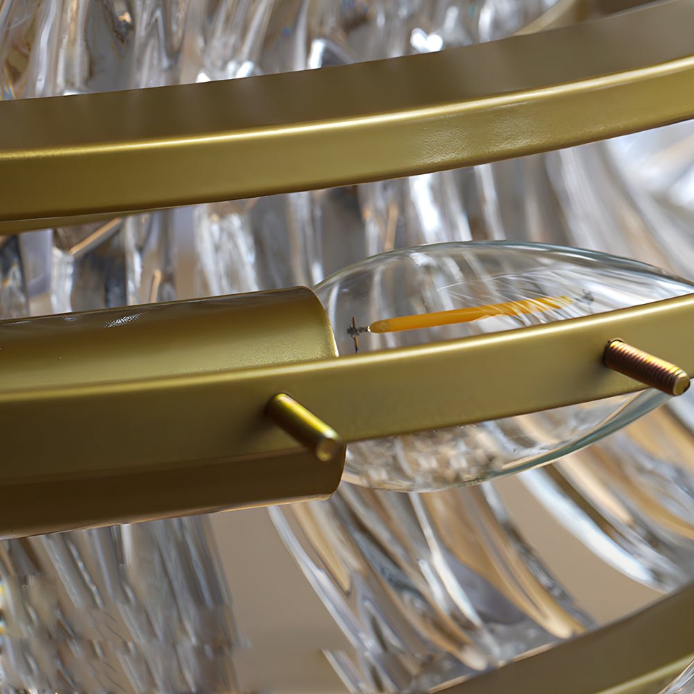 Modern Glass Chandelier with 3-Step Dimming & Adjustable Height