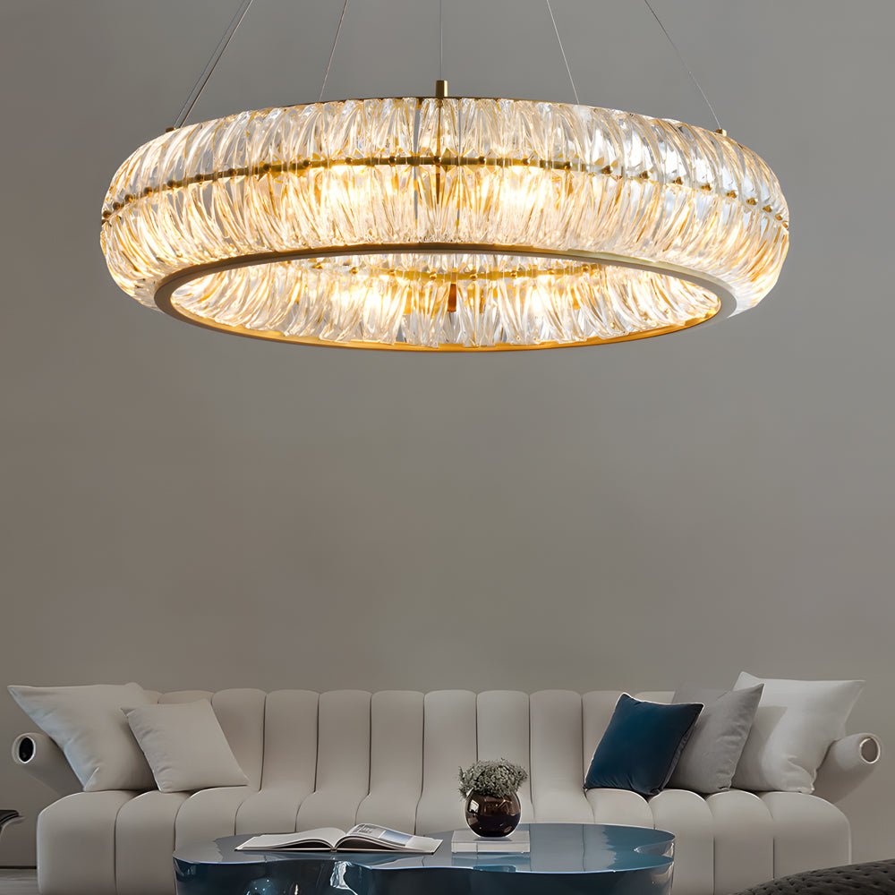 Modern Glass Chandelier with 3-Step Dimming & Adjustable Height