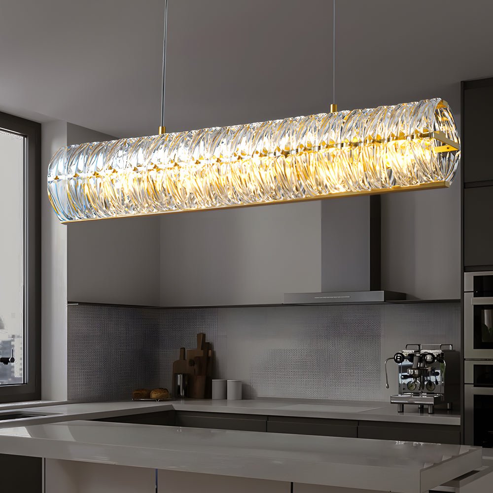 Modern Glass Chandelier with 3-Step Dimming & Adjustable Height