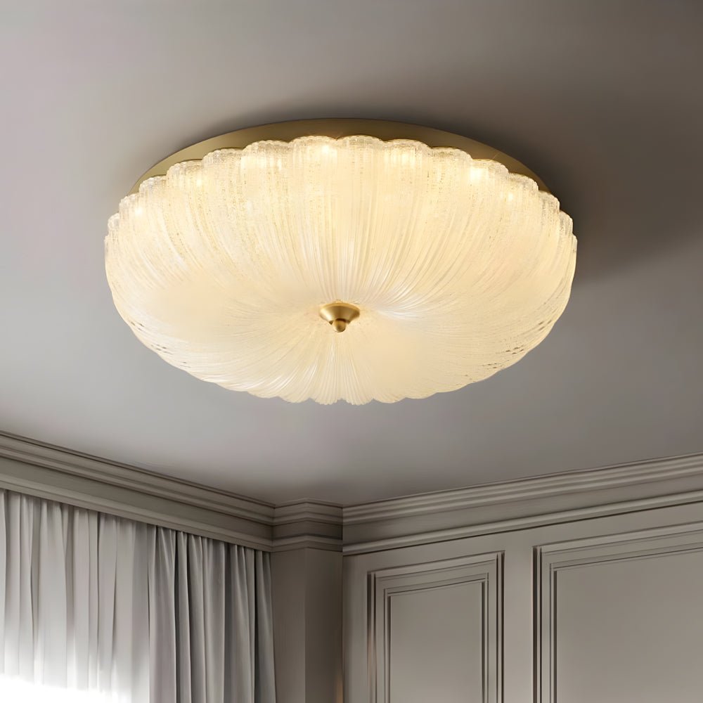 Glass Petal Flush Mount Ceiling Light with 3-Step Dimming - Copper