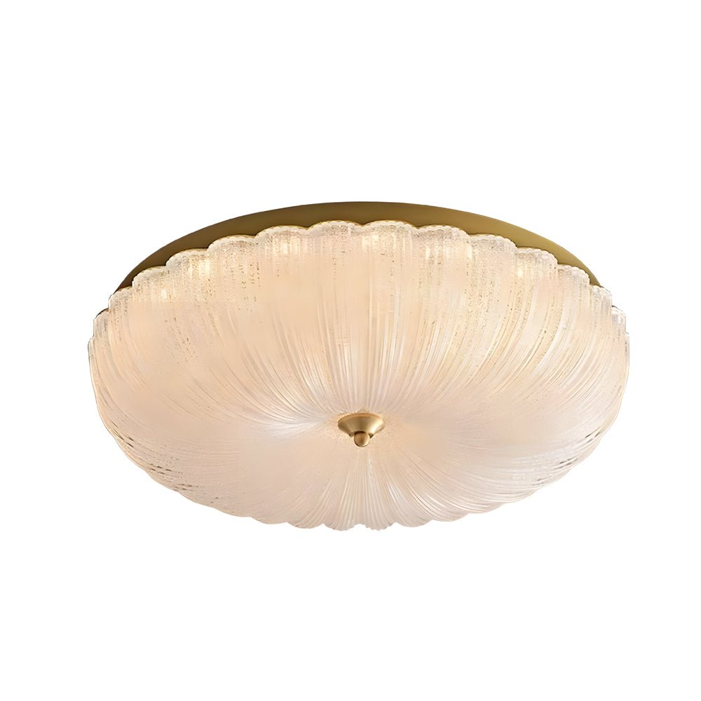 Glass Petal Flush Mount Ceiling Light with 3-Step Dimming - Copper