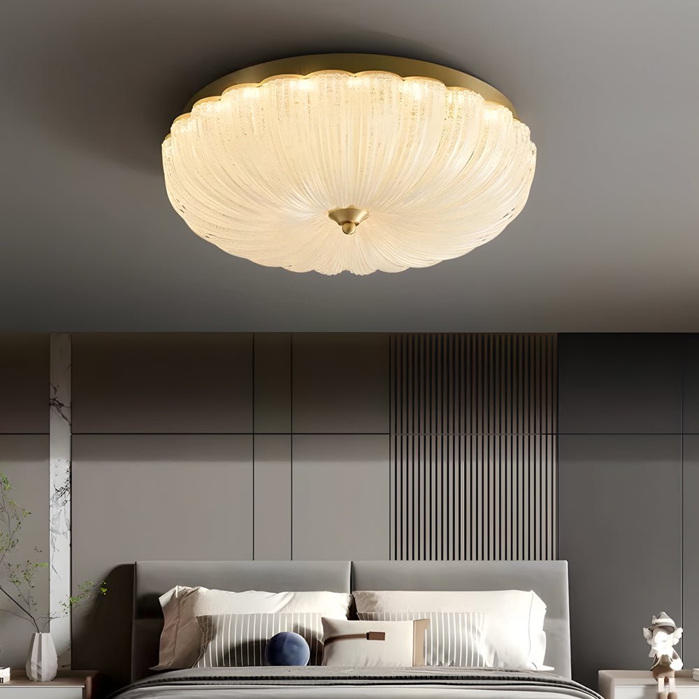Glass Petal Flush Mount Ceiling Light with 3-Step Dimming - Copper