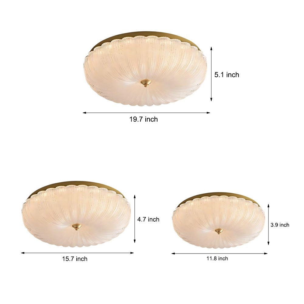 Glass Petal Flush Mount Ceiling Light with 3-Step Dimming - Copper