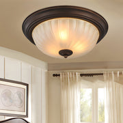 Round Glass Shade Iron Flush Mount Ceiling Light