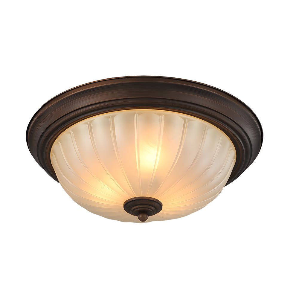 Round Glass Shade Iron Flush Mount Ceiling Light