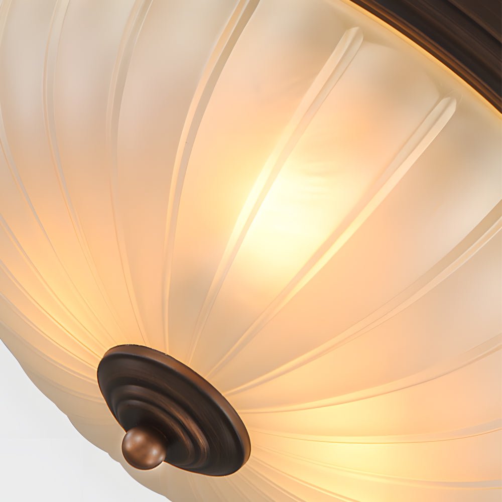 Round Glass Shade Iron Flush Mount Ceiling Light