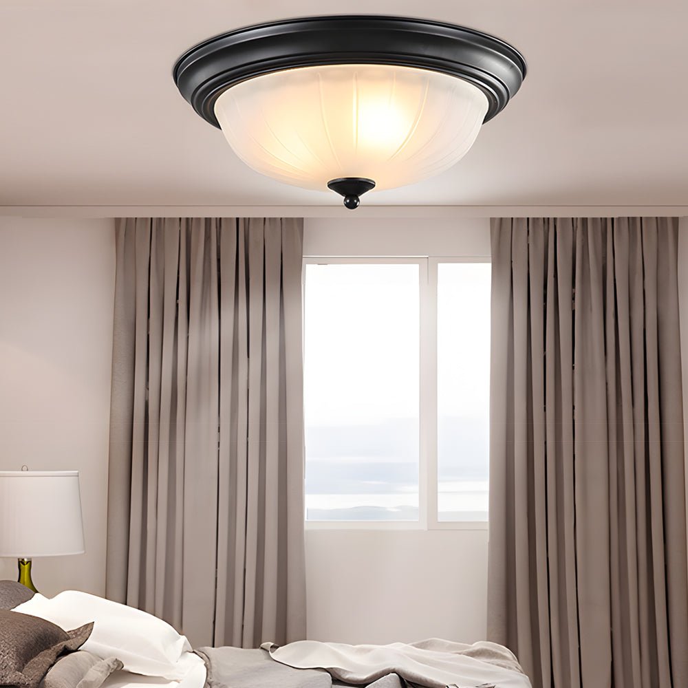 Round Glass Shade Iron Flush Mount Ceiling Light