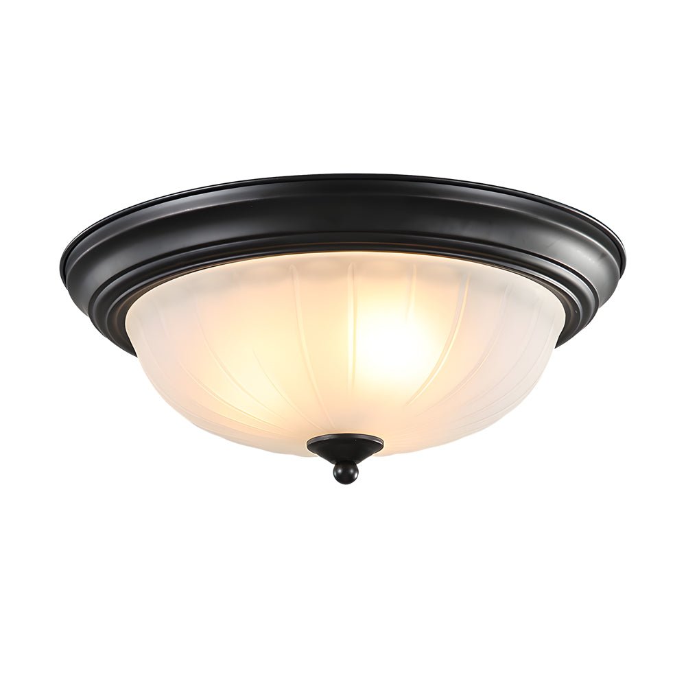 Round Glass Shade Iron Flush Mount Ceiling Light
