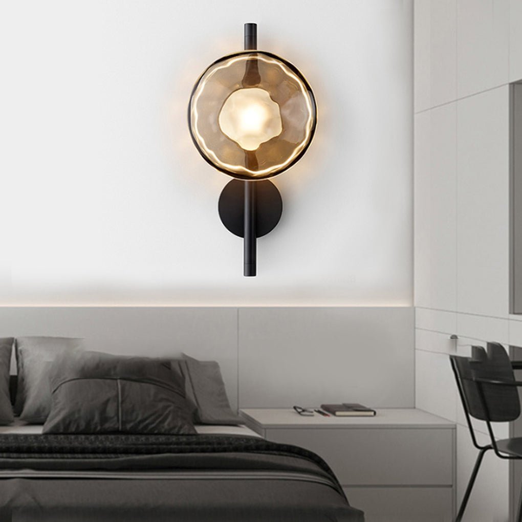 Round Glass Shell Wall Sconce Modern Bedside Study Light