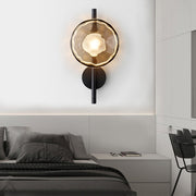 Round Glass Shell Wall Sconce Modern Bedside Study Light