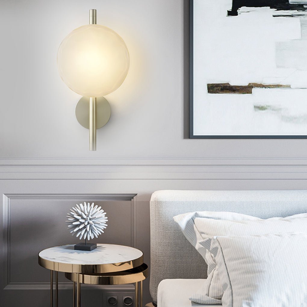 Round Glass Shell Wall Sconce Modern Bedside Study Light