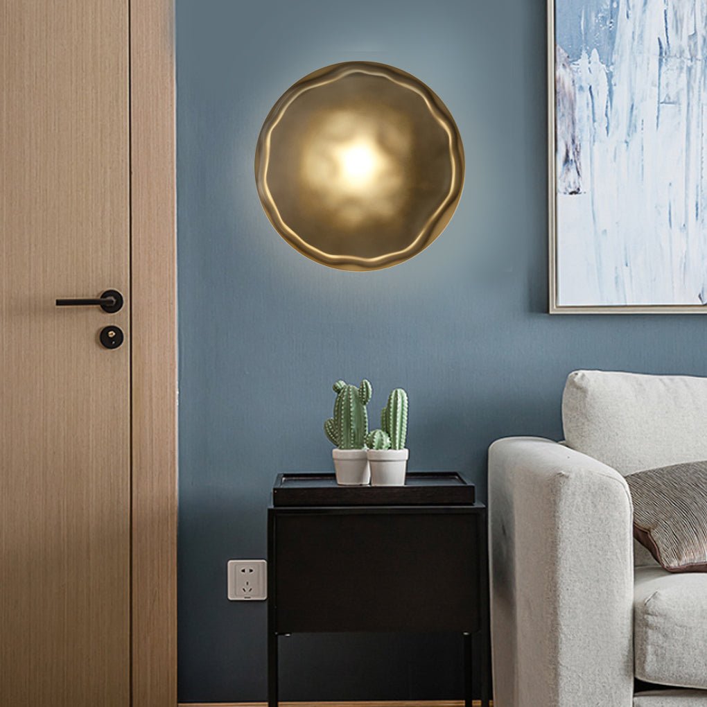Round Glass Shell Wall Sconce Modern Bedside Study Light