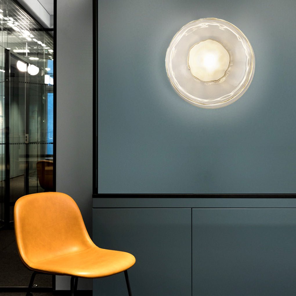 Round Glass Shell Wall Sconce Modern Bedside Study Light