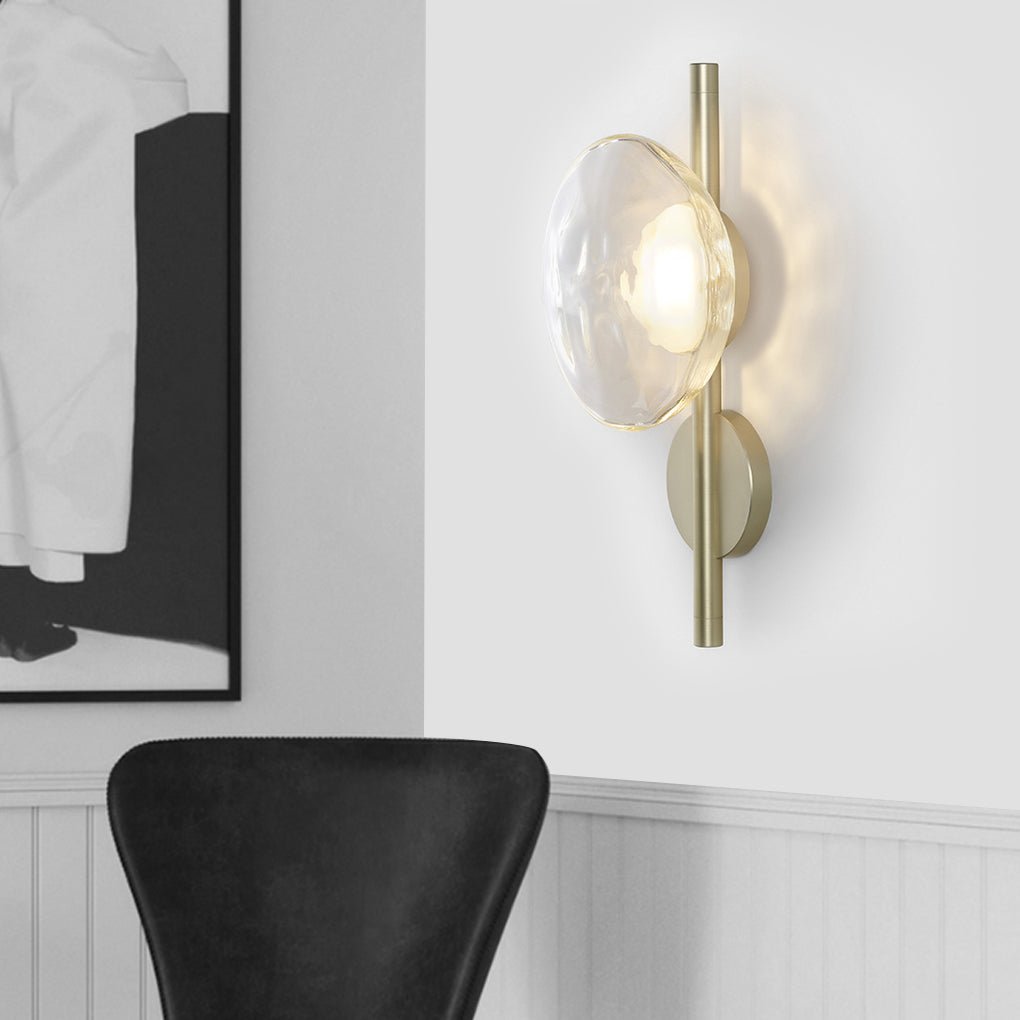 Round Glass Shell Wall Sconce Modern Bedside Study Light