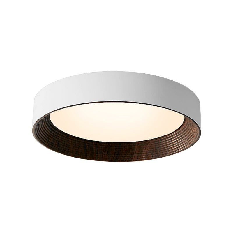 Round Wood Texture LED Ceiling Light with Three-Step Dimming
