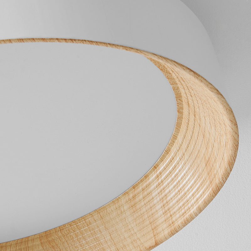 Round Wood Texture LED Ceiling Light with Three-Step Dimming