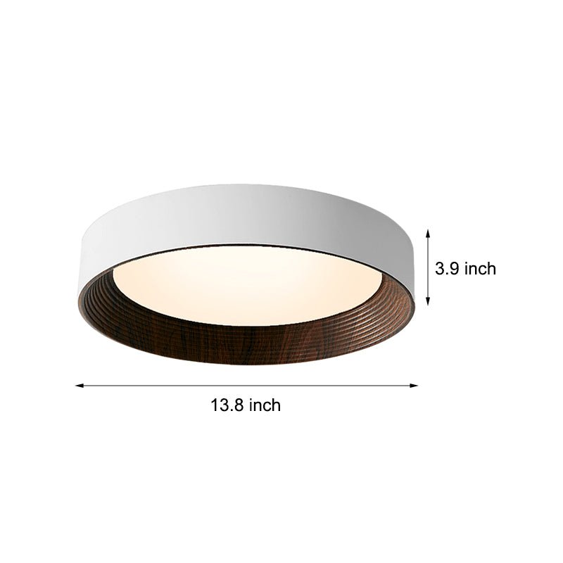 Round Wood Texture LED Ceiling Light with Three-Step Dimming