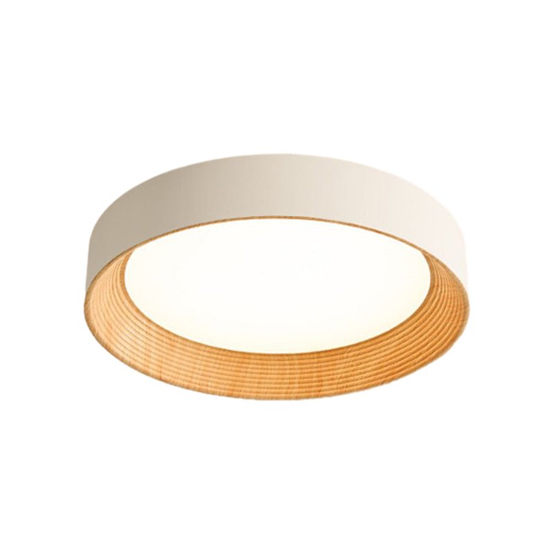 Round Wood Texture LED Ceiling Light with Three-Step Dimming