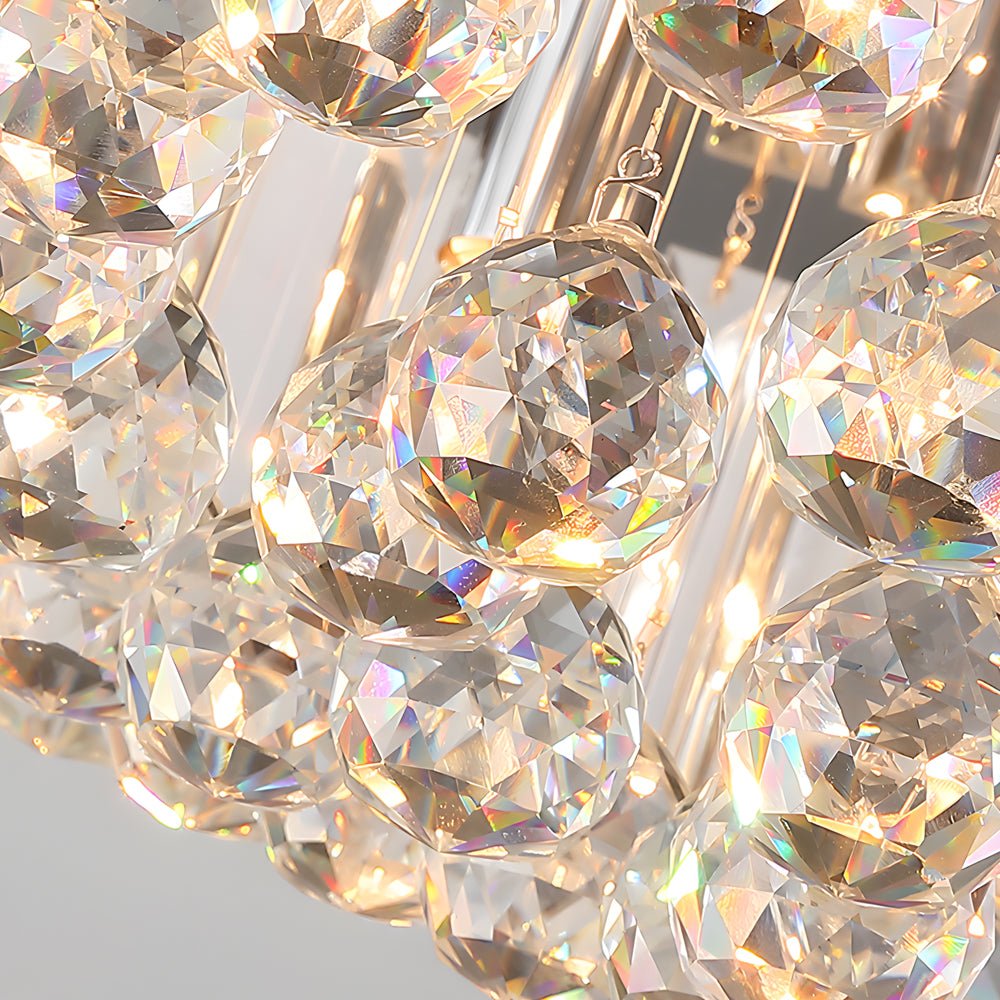 Modern Round Crystal Flush Mount Ceiling Light with 3-Step Dimming