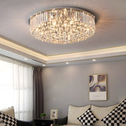 Modern Round Crystal Flush Mount Ceiling Light with 3-Step Dimming
