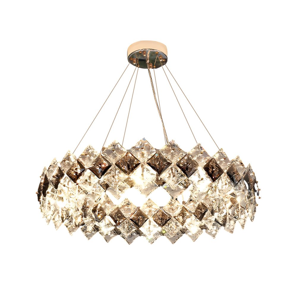 Modern Crystal Chandelier with 3-Step Dimming & Hardware Finish