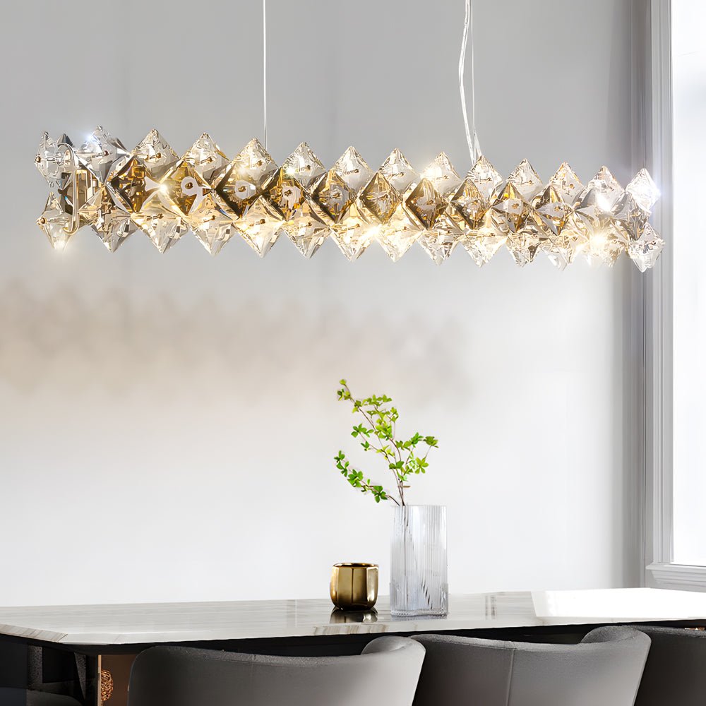 Modern Crystal Chandelier with 3-Step Dimming & Hardware Finish