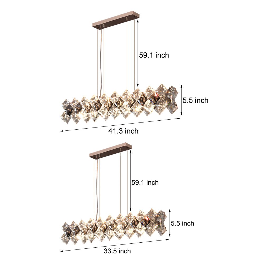 Modern Crystal Chandelier with 3-Step Dimming & Hardware Finish