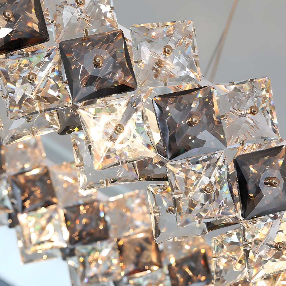 Modern Crystal Chandelier with 3-Step Dimming & Hardware Finish