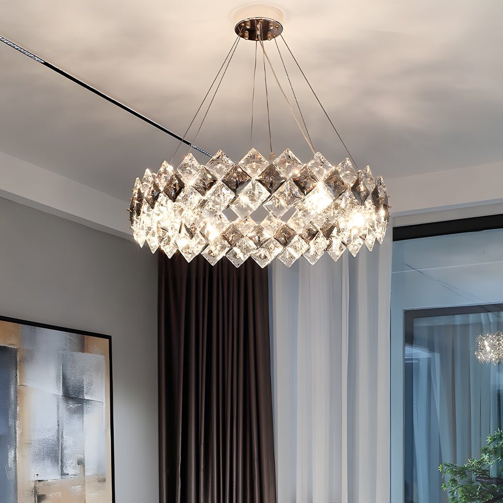 Modern Crystal Chandelier with 3-Step Dimming & Hardware Finish