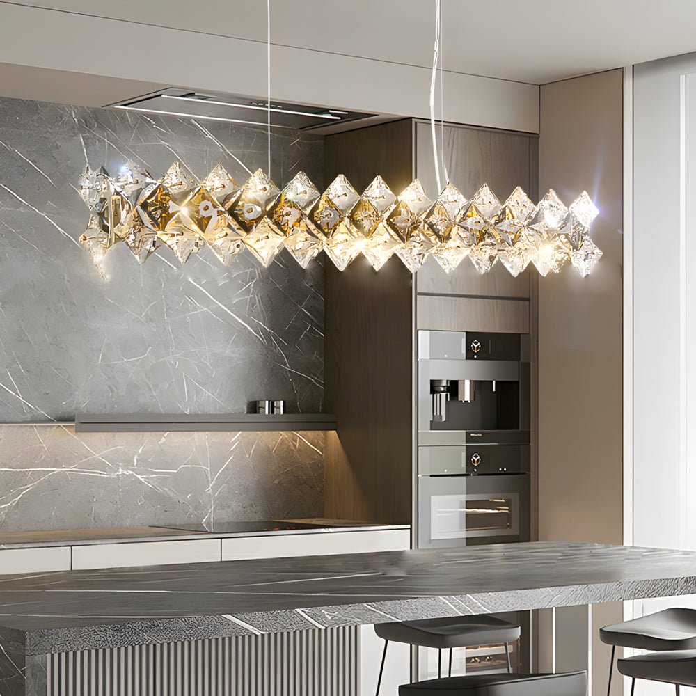Modern Crystal Chandelier with 3-Step Dimming & Hardware Finish